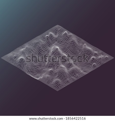 Isometric, Topographic Terrain, Abstract Line Graphics.