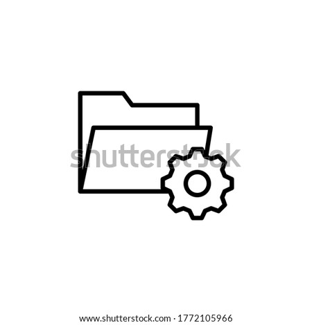 Folder with cogwheel icon. Project management symbol concept isolated on white background. Vector illustration