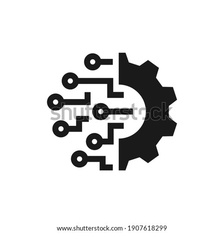 Digital technology gear icon concept isolated on white background. Vector illustration