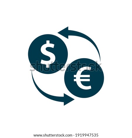 Currency exchange. Money conversion. Euro to dollar icon concept isolated on white background. Vector illustration