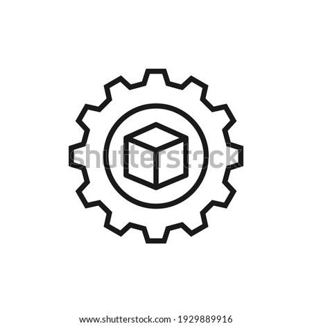 Box and gear. Product development icon concept isolated on white background. Vector illustration