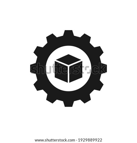 Box and gear. Product development icon concept isolated on white background. Vector illustration