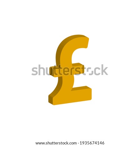 Pound currency 3d style isolated on white background. Vector illustration