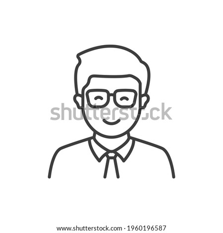 Man wearing glasses icon line style isolated on white background. Vector illustration