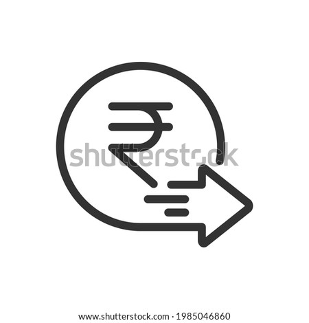 Rupee money transfers line icon. Send payment symbol concept isolated on white background. Vector illustration