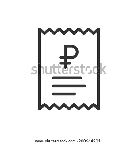 Ruble checkout receipt icon line style. Bill, payment, invoice symbol concept isolated on white background. Vector illustration