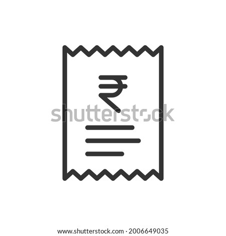 Rupee checkout receipt icon line style. Bill, payment, invoice symbol concept isolated on white background. Vector illustration