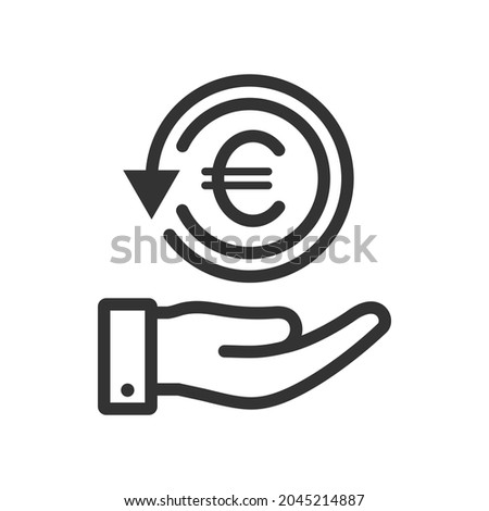 Euro chargeback on hand icon design isolated on white background. Vector illustration