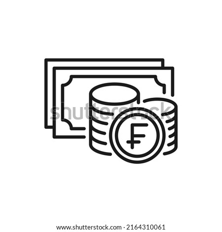 Franc cash and coins. Money icon line style isolated on white background. Vector illustration