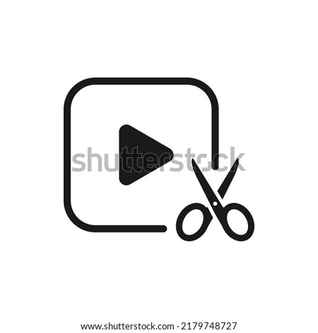 Cut or trim video icon design isolated on white background. Vector illustration