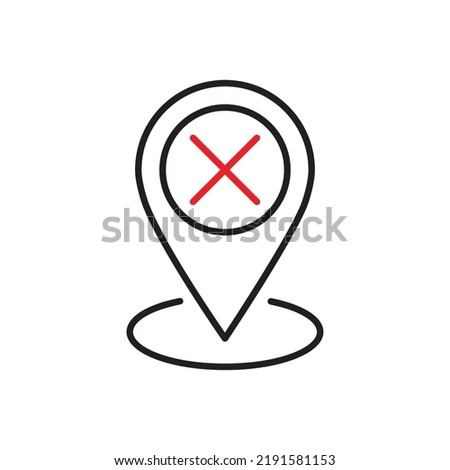 Delete map marker icon design. Closed Marker symbol isolated on white background. vector illustration