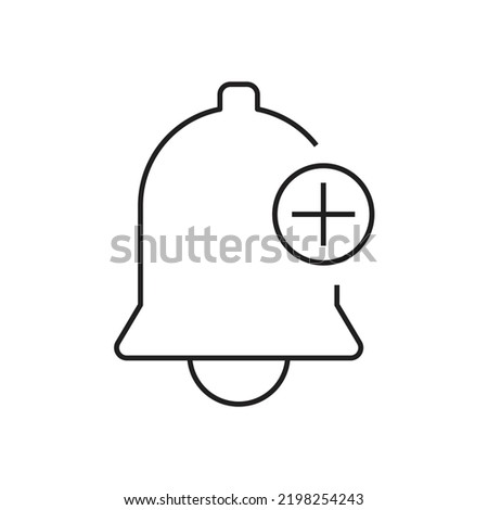 Bell with plus icon design. Add alarm vector sign isolated Plus notification bell sign. vector illustration