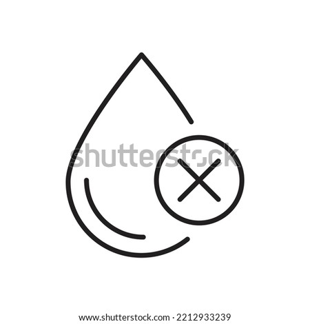 Water with cross mark. Poor water quality. Droplet with cancel, Vector illustration