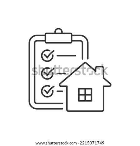 House and clipboard. Mortgage, home checklist icon concept isolated on white background. Vector illustration