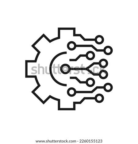 Digital technology gear icon concept isolated on white background. Vector illustration