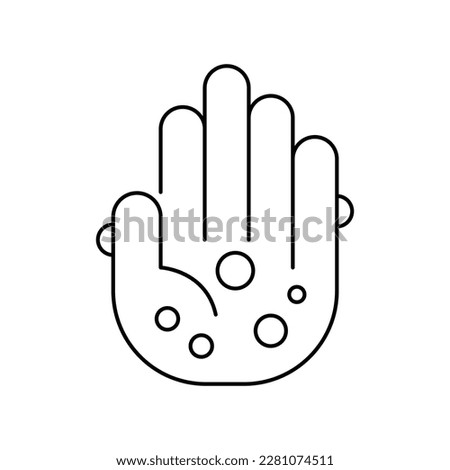 Eczema hand skin icon. Rash hand, allergic reaction. isolated on white background. vector illustration