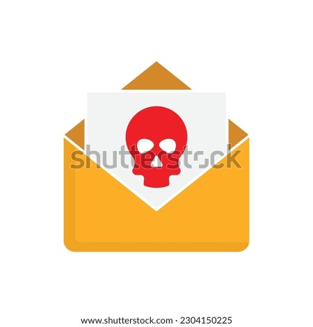 Virus in email icon design, spam and security, isolated on white background. vector illustration