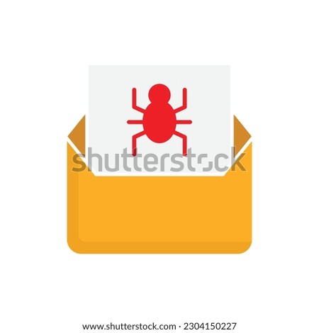 Virus in email icon design, spam and security, isolated on white background. vector illustration