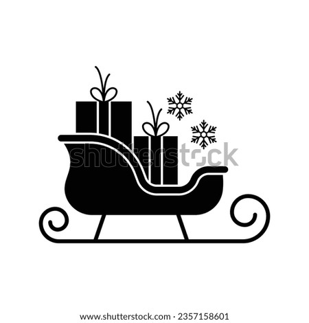 Santa claus sleigh icon design. Santa sleigh and reindeer Christmas day. isolated on white background. vector illustration
