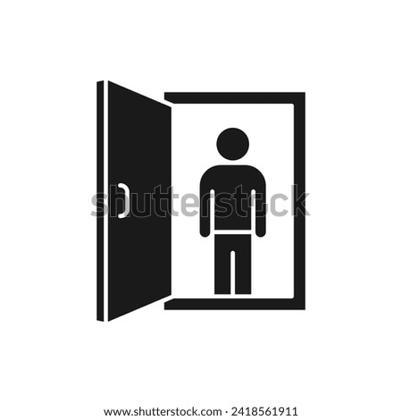 Man open the door icon flat style isolated on white background. Vector illustration