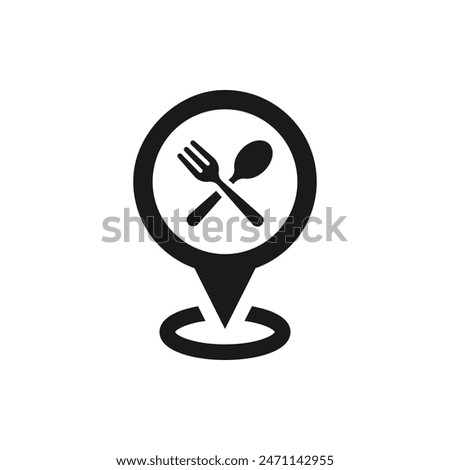 Restaurant location. Food spot icon flat style isolated on white background. Vector illustration