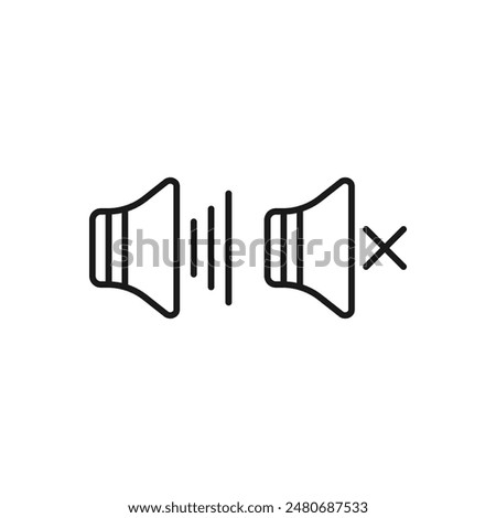 On and off audio icon line style isolated on white background. Vector illustration