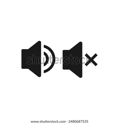 On and off audio icon flat style isolated on white background. Vector illustration