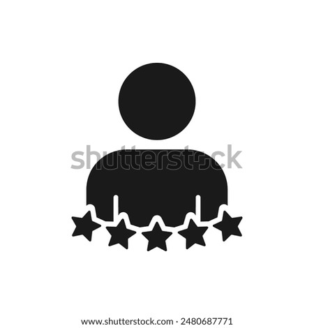 Man with five stars. Favorite person icon flat style isolated on white background. Vector illustration