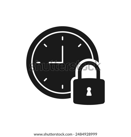 Clock with padlock. Lock time icon flat style isolated on white background. Vector illustration