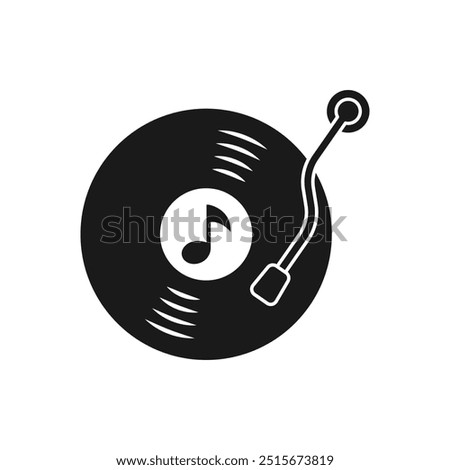 Music player. Turntable vinyl, dj icon flat style isolated on white background. Vector illustration