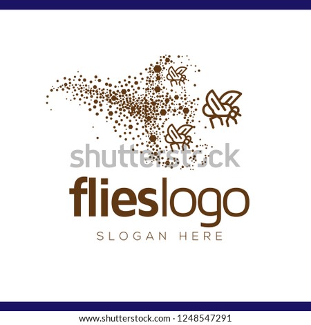 Colony swarm Flies line art logo vector template