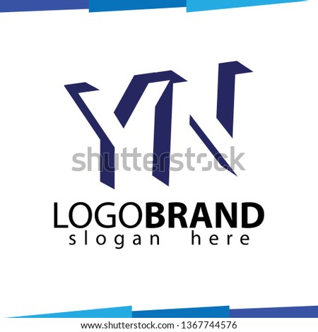 Y N Initial Letter logo in negative space vector template Stok fotoğraf © 