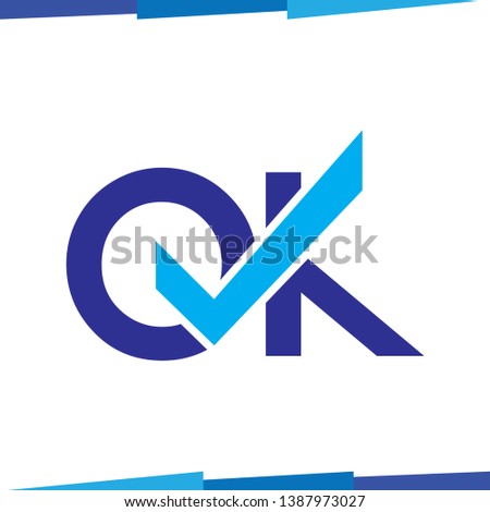 OK Initial Letter with tick Logo Icon Vector template