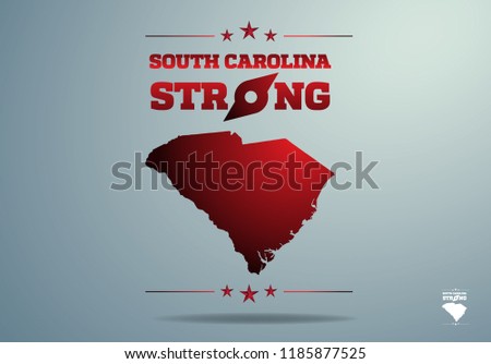 South Carolina Strong with map and stars, Vector EPS 10