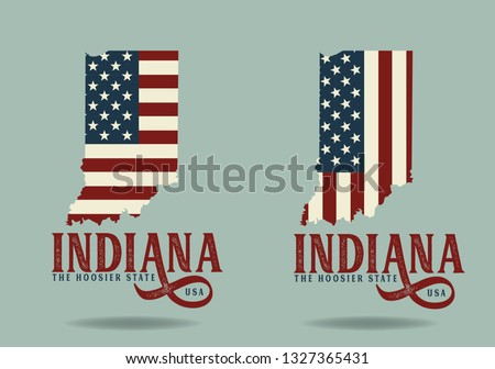  Indiana State logo design concept with Nickname The Hoosier State and map Vector EPS 10