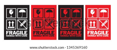 Fragile Handle with Care Sticker or label Collection.  Labels for logistics and delivery shipping.  Vector EPS 10
