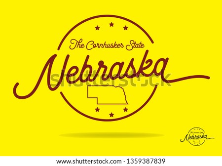 Nebraska logo design with nickname The Cornhusker State, Vector EPS 10.