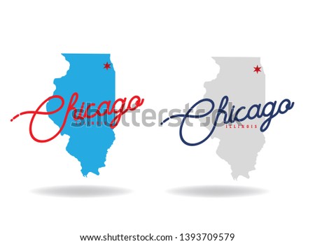 Chicago,Illinois logo design concept with map, Vector EPS 10.