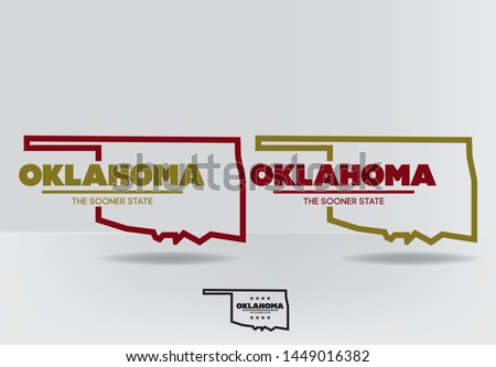 Oklahoma State with nickname The Sooner State, and Map, Logo design concept, Vector EPS