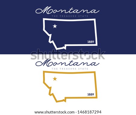 Montana State map with Nickname-The Treasure State, Logo design state concept, Vector EPS