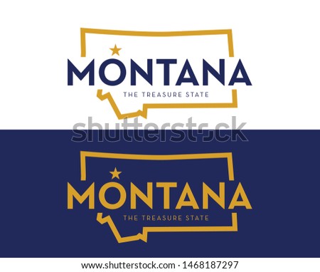 Montana State map with Nickname-The Treasure State, Logo design state concept, Vector EPS