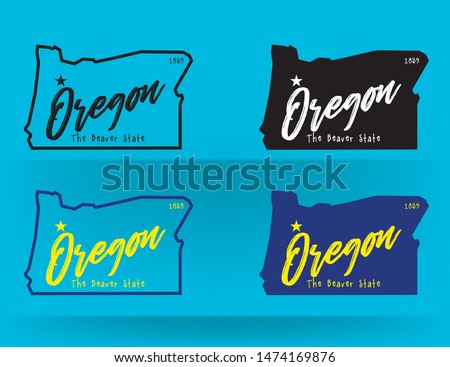 Oregon map with nickname The Beaver State logo design concept, Vector EPS