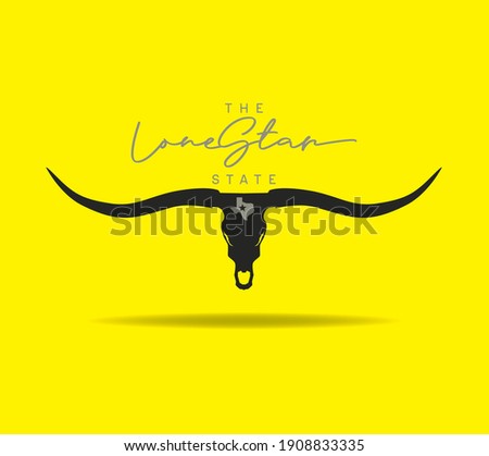 Texas nickname The Lone Star State, with longhorn logo design concept, vector eps