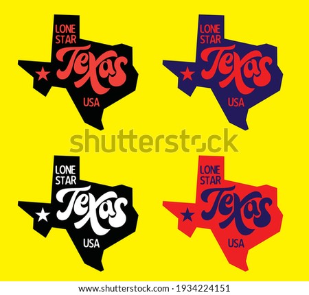 Texas map with nickname Lone Star logo design concept, can be use for website template advertisement attachment poster banner souvenir printing coffee mug cap ,Vector EPS