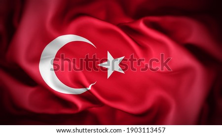 3d illustration flag of Turkey. close up waving flag of Turkey. flag symbols of Turkey.