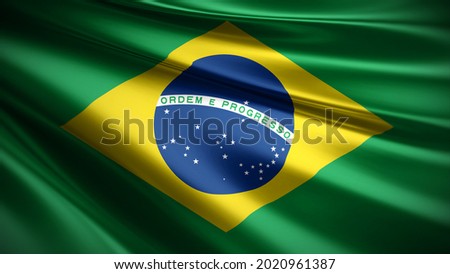3d illustration flag of Brazil. close up waving flag of Brazil. flag symbol of Brazil.