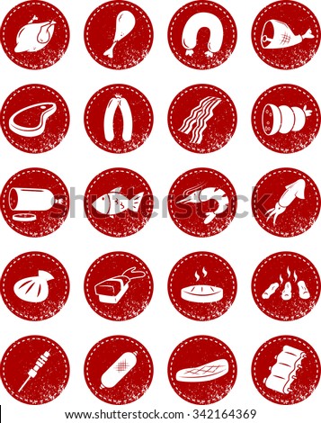 Icons with meat symbols. Retro for the hipster in you. The color can be easily edited.