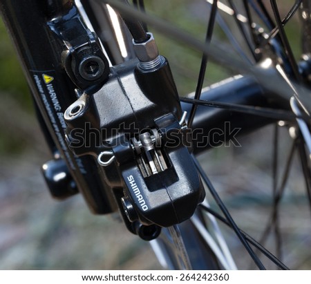 HOLO, SWEDEN, March 20. 2015. bicycle brake,