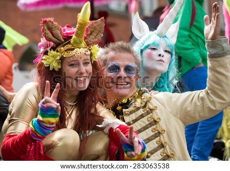 STOCKHOLM, SWEDEN - MAY 31, 2015. Peace and Love Parade. Street party in Stockholm, Thomas Gylling A famous Swedish TV producer and event creator in Stockholm.