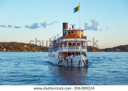 STOCKHOLM AUG-13-2015. Passenger boat in the Stockholm archipelago.